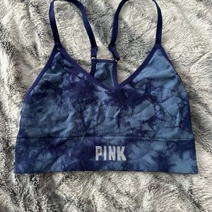 PINK Blue Tie-Dye Sports Bra